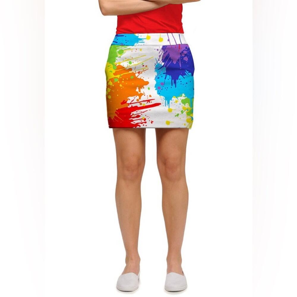 Loud Mouth Ladies Drop Cloth Paint Splatter Skort Skirt US8